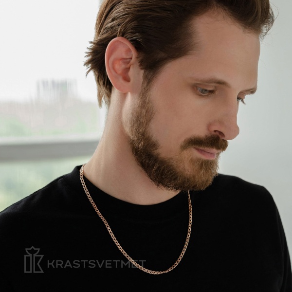 Цепь из красного золота 585, плетение «Ромб двойной»